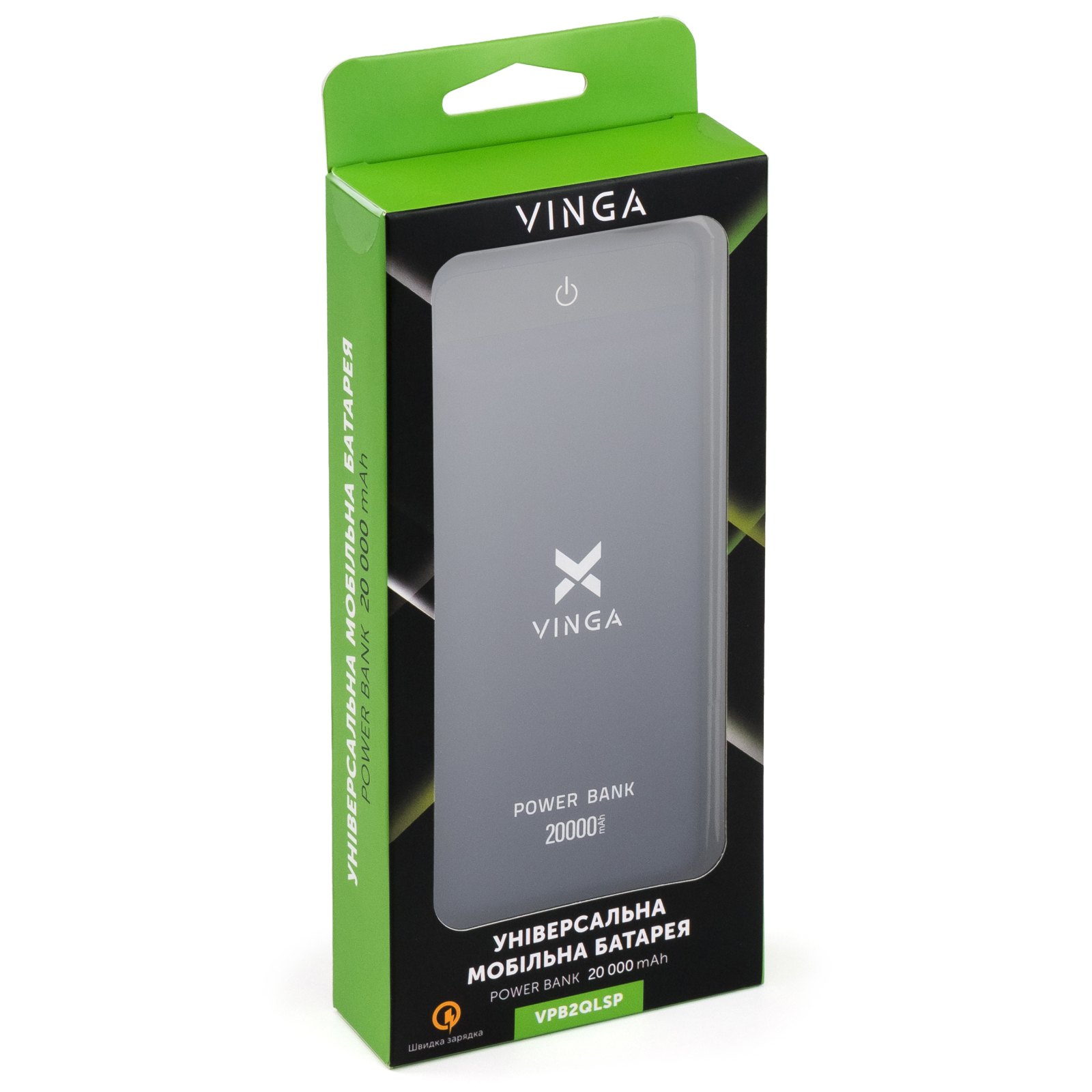 Батарея универсальная Vinga 20000 mAh QC3.0 Display soft touch black (VPB2QLSBK) изображение 3