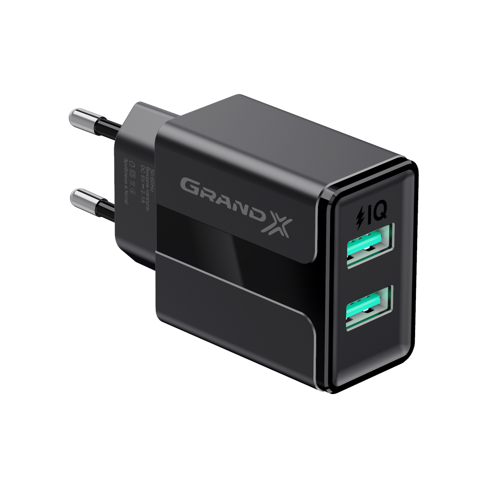 Зарядний пристрій Grand-X CH-15T 5V 2,4A 2USB Black + cable USB -> Type-C (CH-15T) зображення 2