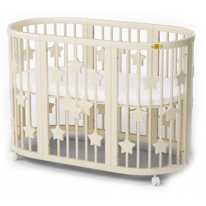Кроватка Ingvart SMART BED ROUND со звездочками сл. кость (1351015)