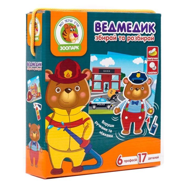 Развивающая игрушка Vladi Toys Игра с подвижными деталями Мишка, украинский язык (VT2109-04)