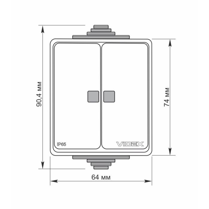 Вимикач Videx BINERA IP65 зовнішній 2кл з підсвічуванням (BINERA IP65 наружный 2кл с подсветкой) зображення 4