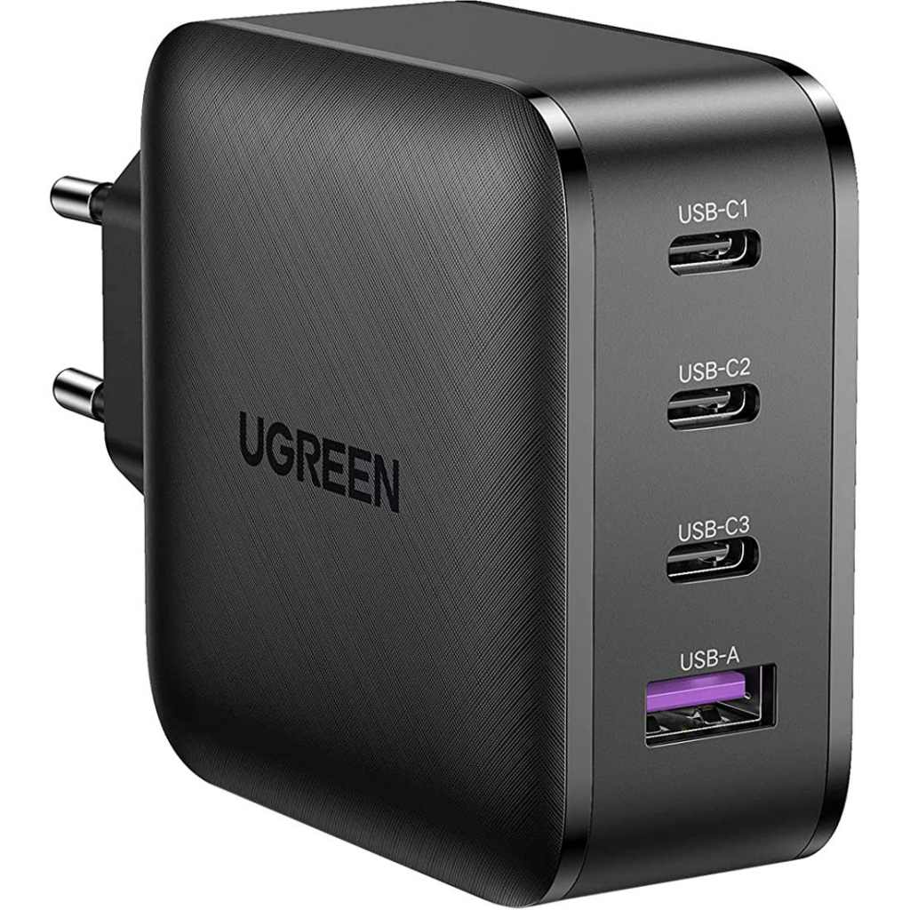 Зарядний пристрій Ugreen CD224 65W USB + 3xType-C PD GaN Charger (Black) (CD224/70774)