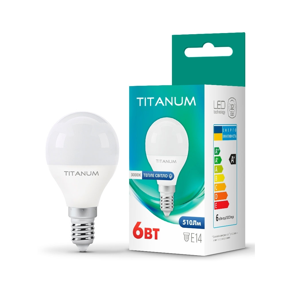 Лампочка TITANUM G45 6W E14 3000K (TLG4506143)