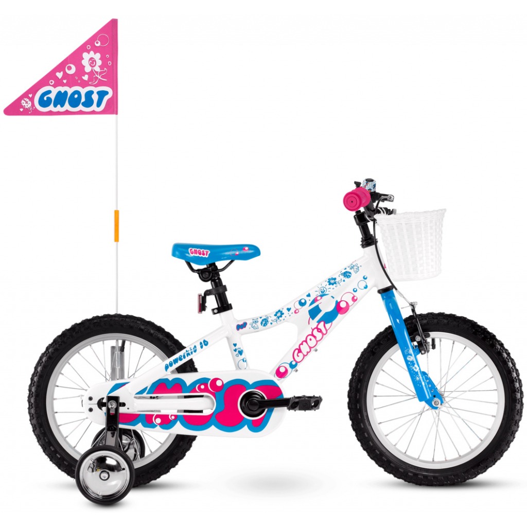 Детский велосипед Ghost Powerkid 16" 2021 бело-сине-розовый (18PK1008)