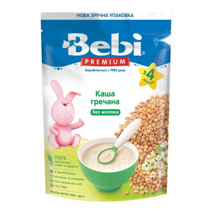 Дитяча каша Bebi Premium безмолочна +4 міс. Гречана 200 г (8606019654429)