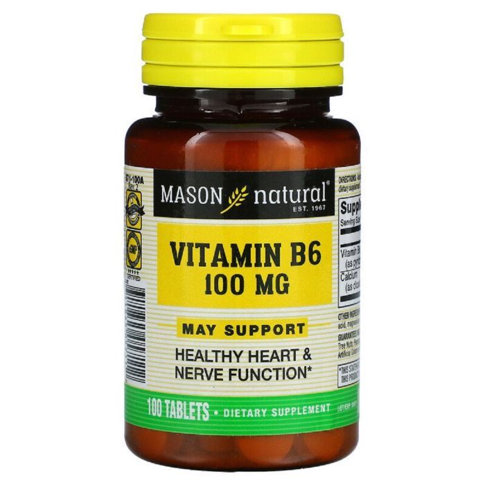 Витамин Mason Natural Витамин B6 100 мг, Vitamin B6, 100 таблеток (MAV05711)