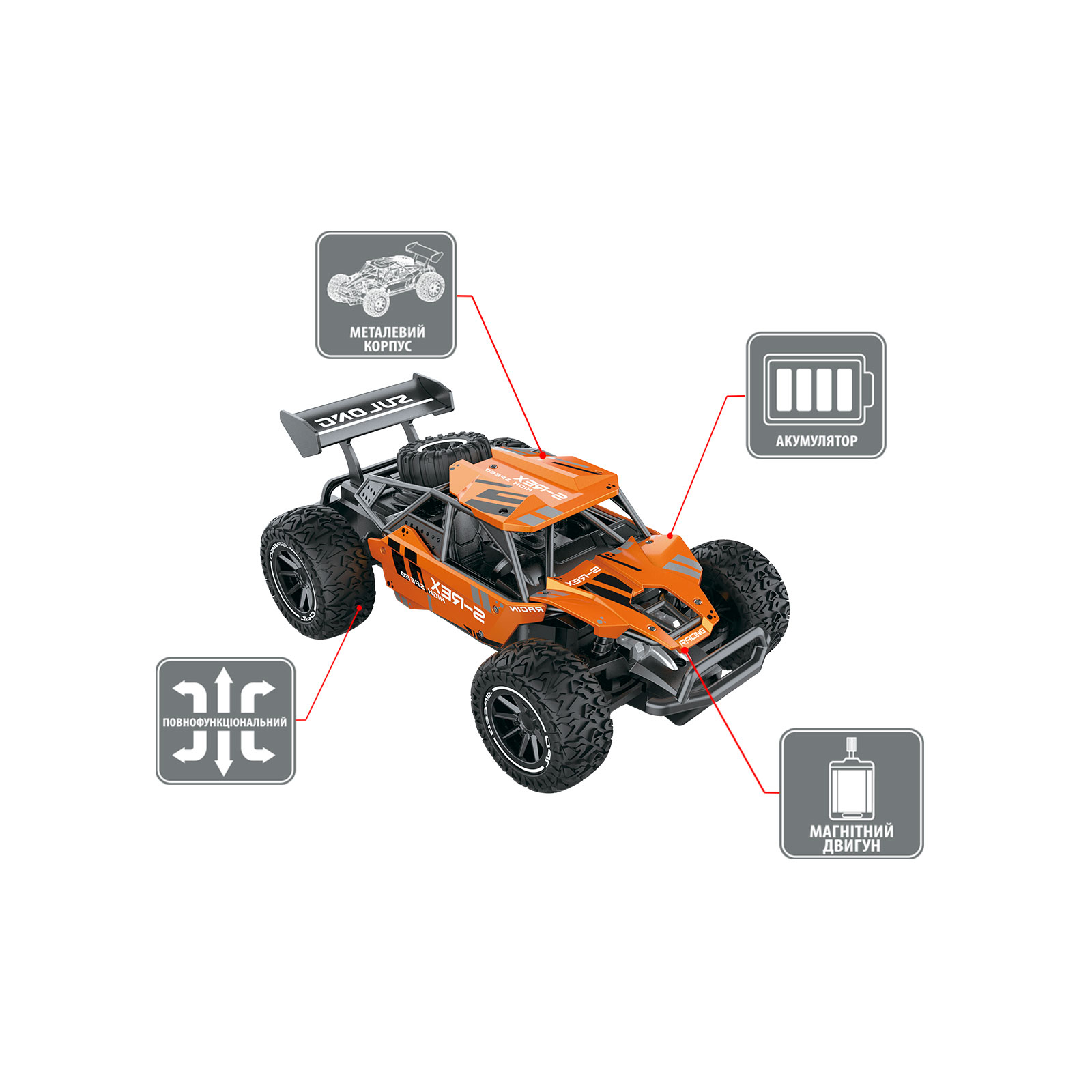 Радиоуправляемая игрушка Sulong Toys Metal Crawler – S-Rex (оранжевый, 1:16) (SL-230RHO) изображение 3