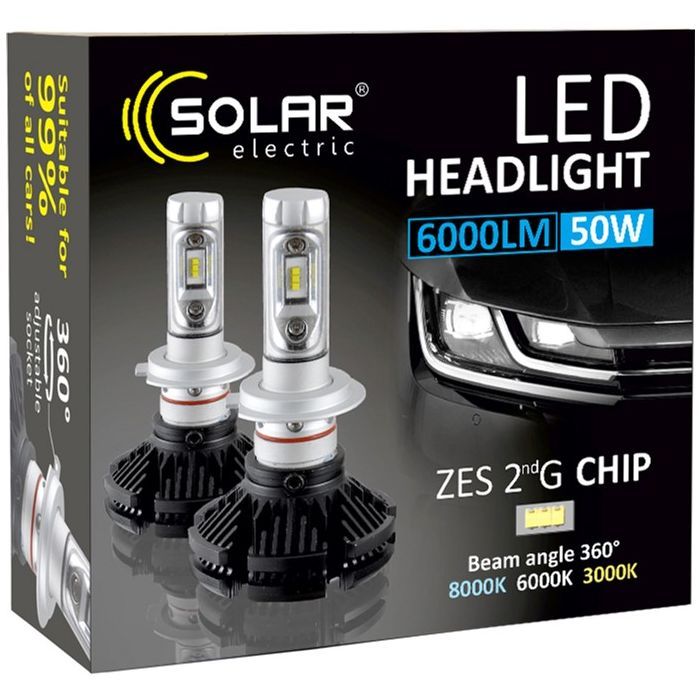 Автолампа SOLAR H4 12/24V 6000Lm 50W ZES Chip (8804) зображення 4