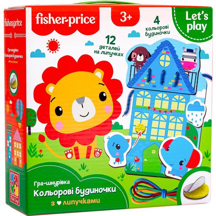 Развивающая игрушка Vladi Toys Игра-шнуровка Fisher Price Цветные домики (укр) (VT5303-26)