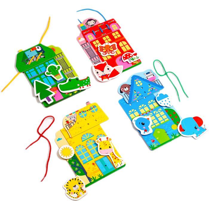 Развивающая игрушка Vladi Toys Игра-шнуровка Fisher Price Цветные домики (укр) (VT5303-26) изображение 2