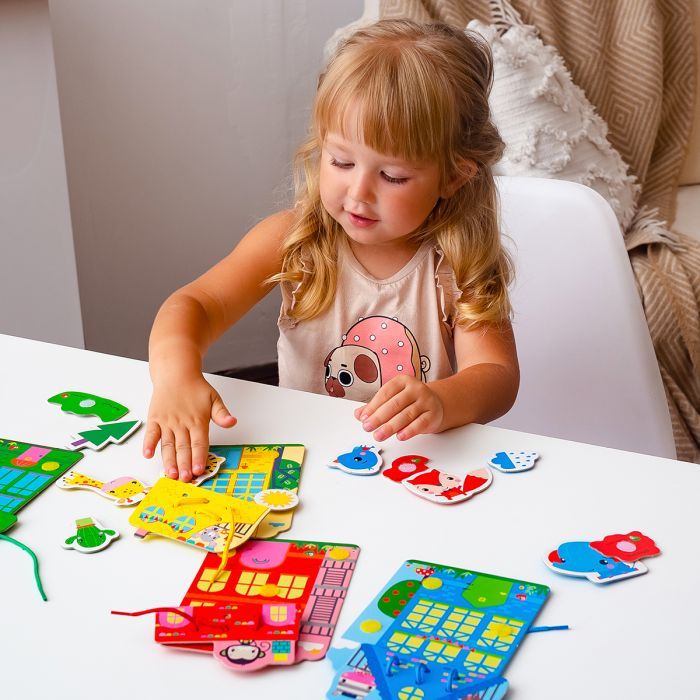 Развивающая игрушка Vladi Toys Игра-шнуровка Fisher Price Цветные домики (укр) (VT5303-26) изображение 4