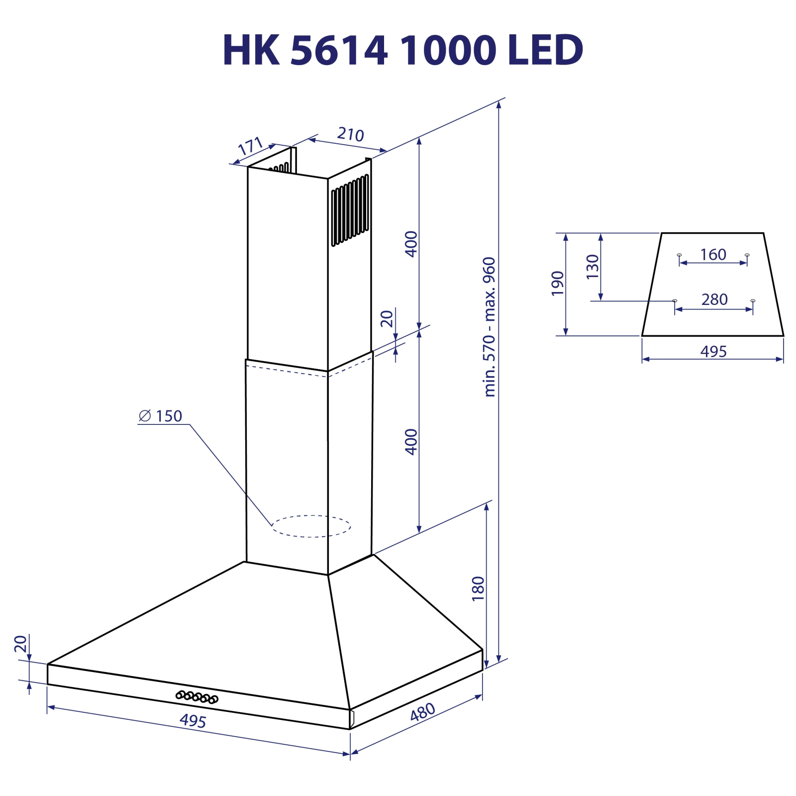Вытяжка кухонная Minola HK 5614 I 1000 LED изображение 11