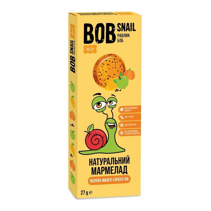 Мармелад Bob Snail Улитка Боб яблоко-манго-тыква-чиа 27 г (4820219344223)