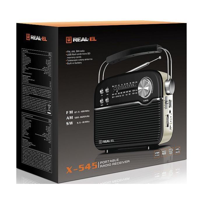 Портативний радіоприймач REAL-EL X-545 Black зображення 8