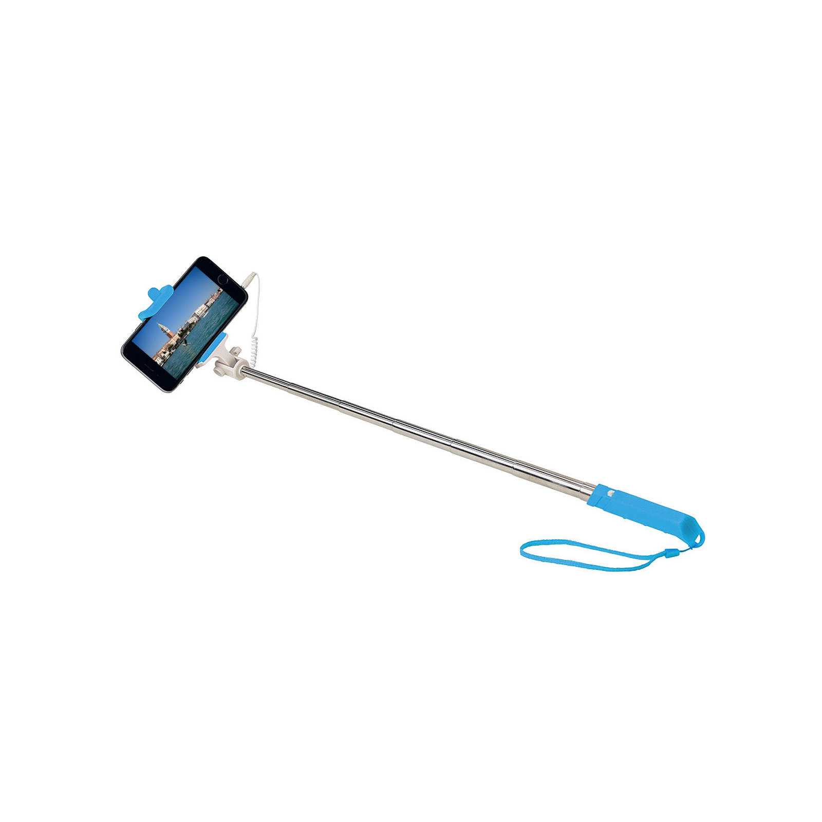 Монопод для селфи Grand-X Rubber з кабелем 3,5 U-крепление прорезиненная ручка 140-520мм Blue (MPGRJ3UBL) изображение 2