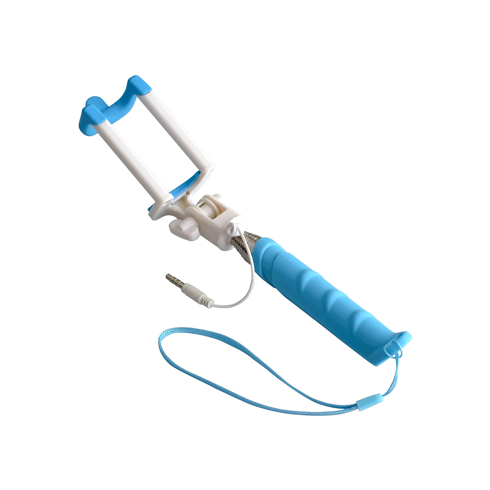 Монопод для селфи Grand-X Rubber з кабелем 3,5 U-крепление прорезиненная ручка 140-520мм Blue (MPGRJ3UBL)