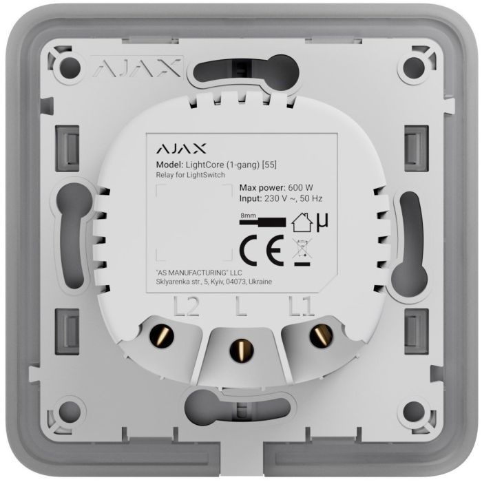 Умный выключатель Ajax LightSwitch 1-gang чорна изображение 3