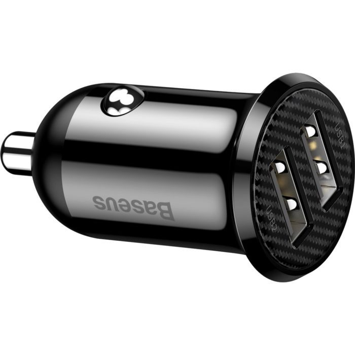 Зарядний пристрій Baseus Grain Pro Car Charger (Dual USB 4.8A ) USB Black (CCALLP-01) зображення 2