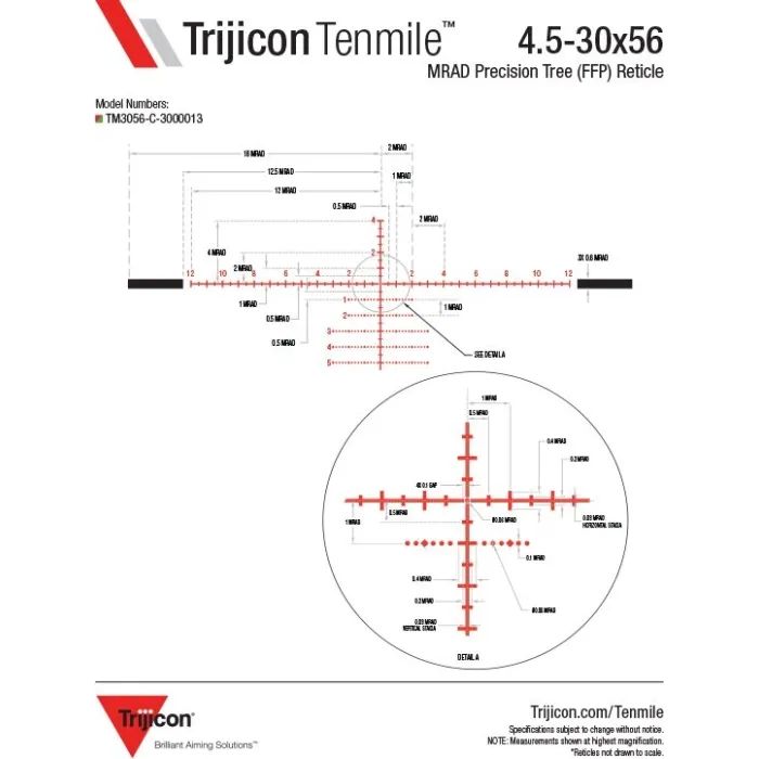 Оптический прицел Trijicon Tenmile 4.5-30x56 Red/Green MRAD Precision Tree FFP (TM3056-C-3000013) изображение 5
