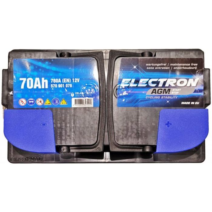 Аккумулятор автомобильный ELECTRON AGM AGM 70Ah Ев (-/+) (760EN) (570901076) изображение 2