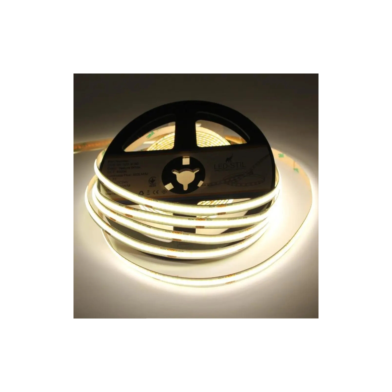 Светодиодная лента LED-STIL 4000K 10 Вт/м COB 320 диодов IP33 24 Вольта 950 lm нейтральный свет (UC4-24-320-8-90)