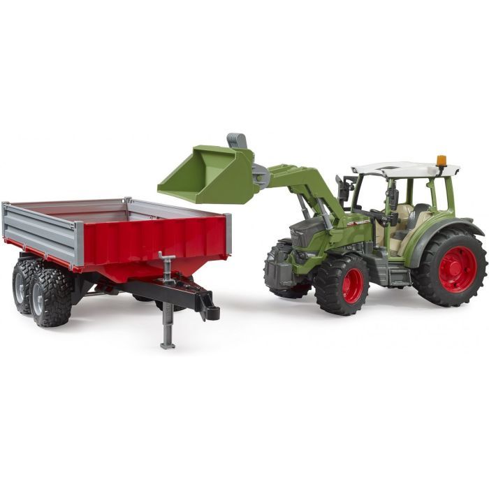 Спецтехника Bruder Трактор Fendt Vario 211 с передним погрузчиком и прицепом (02182) изображение 2