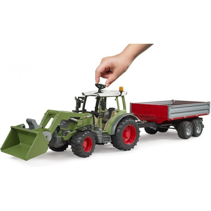 Спецтехника Bruder Трактор Fendt Vario 211 с передним погрузчиком и прицепом (02182) изображение 4