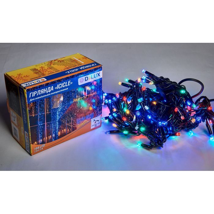 Гирлянда Delux ICICLE flash 108LED 2 х 1 м мульти/черн IP44 EN (90012950) изображение 2