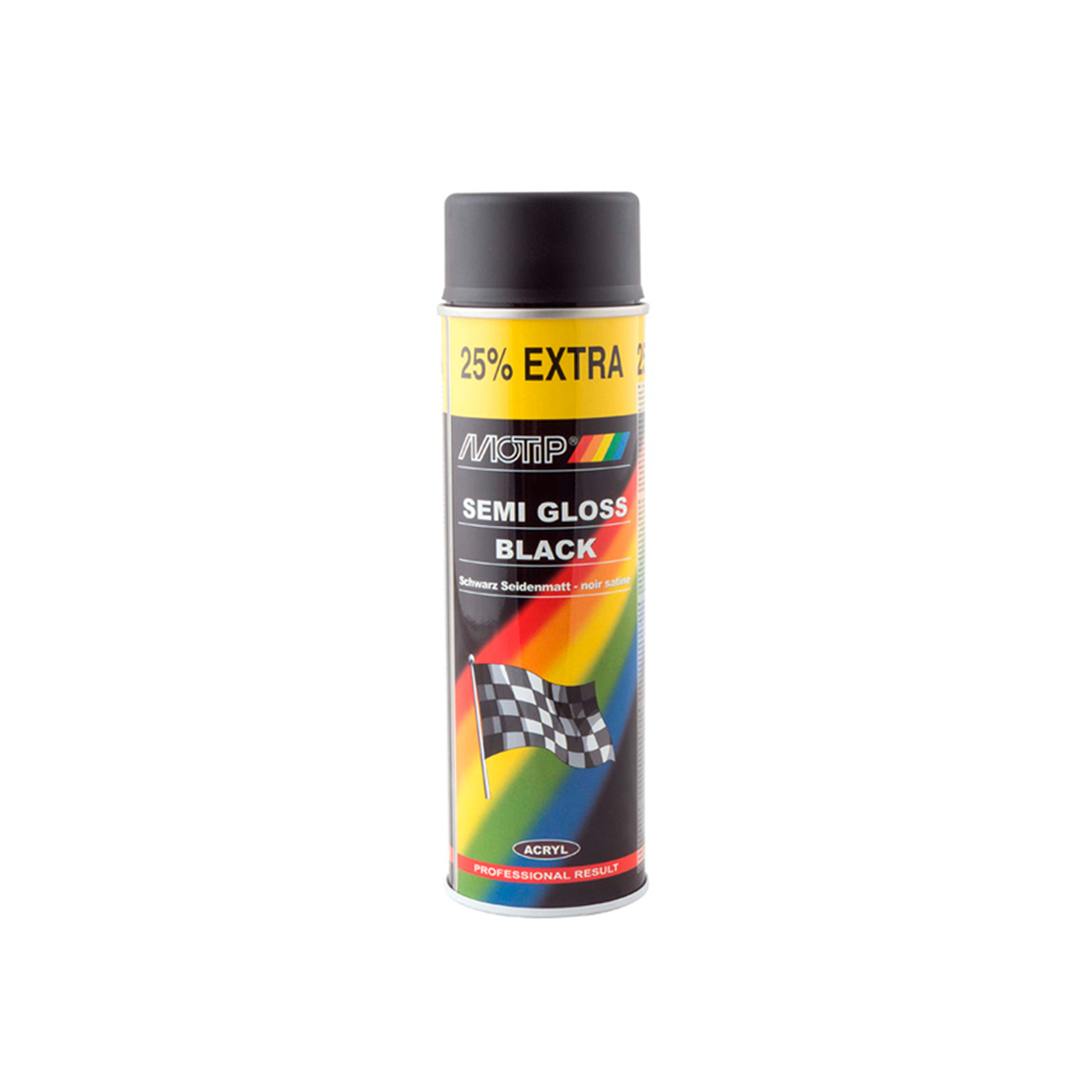 Аэрозольная краска для автомобиля Motip Акриловая черная полуматовая 500мл (04001IG)