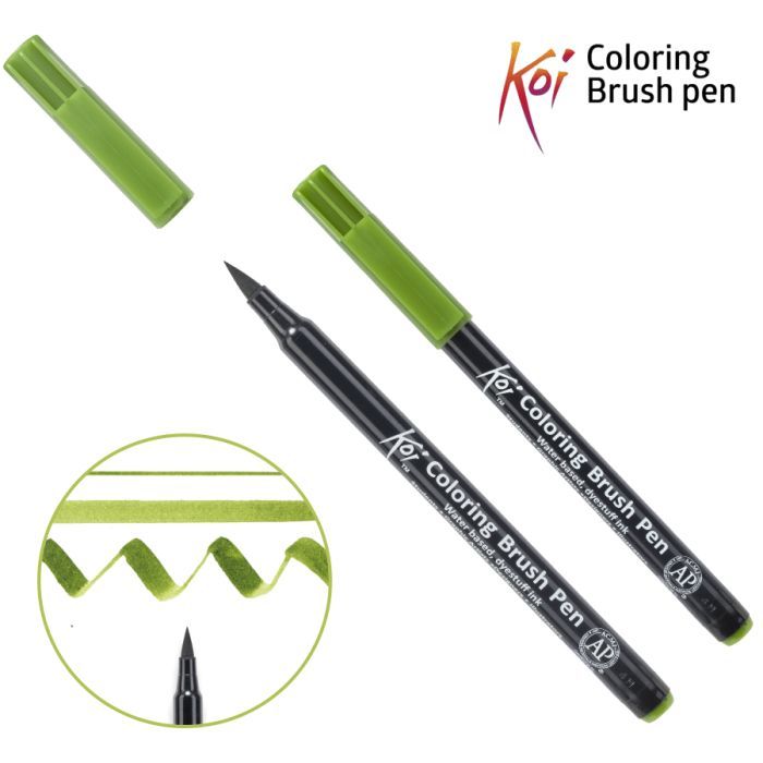 Художественный маркер KOI Маркер-кисть акварельный Зелёный болотный, 130 (084511393288)