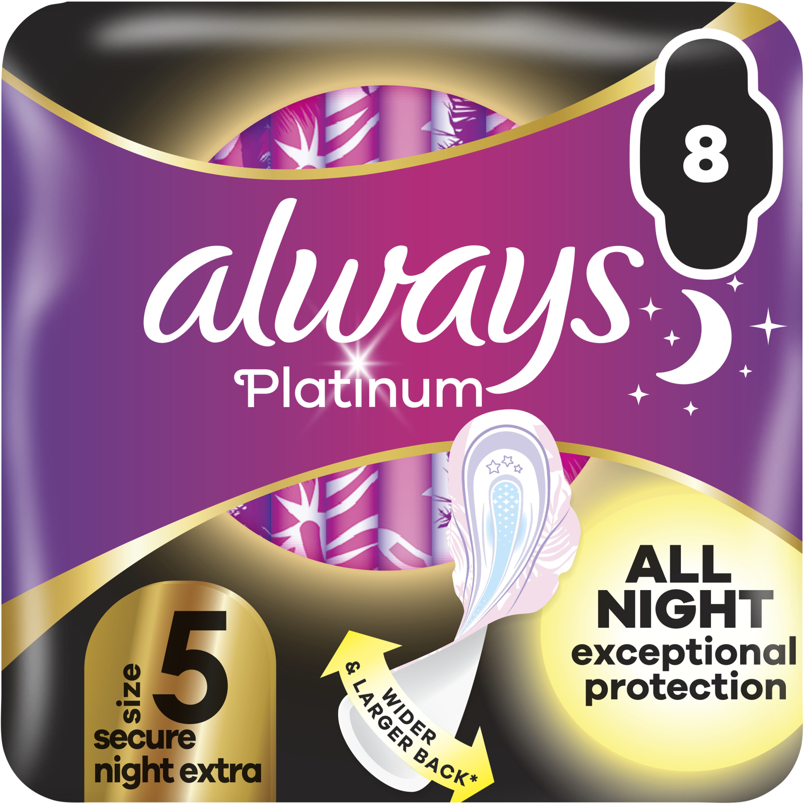 Гигиенические прокладки Always Platinum Secure Night Extra Размер 5 8 шт. (8700216186742)