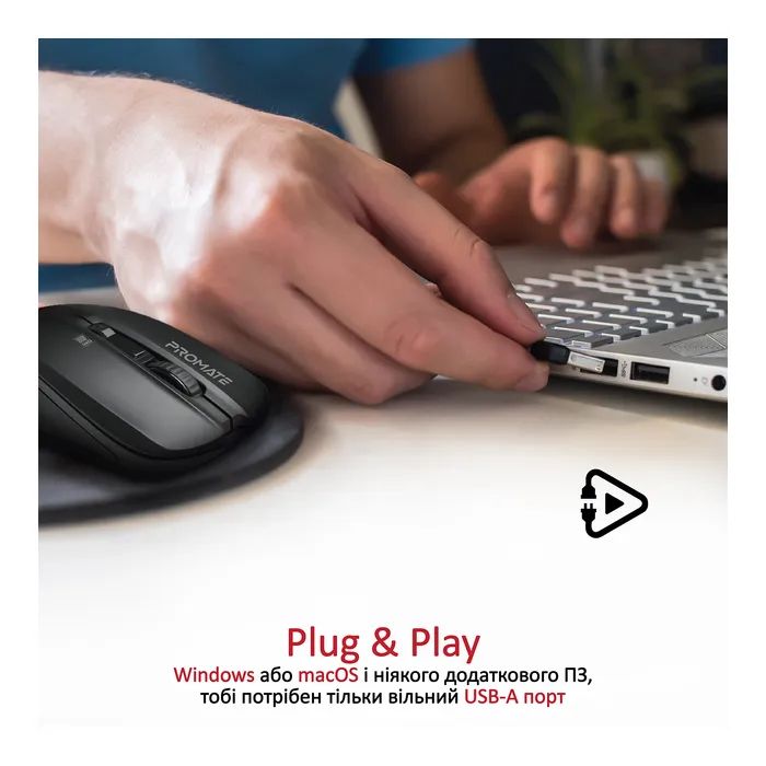 Мышка Promate Contour Wireless Black (contour.black) изображение 5