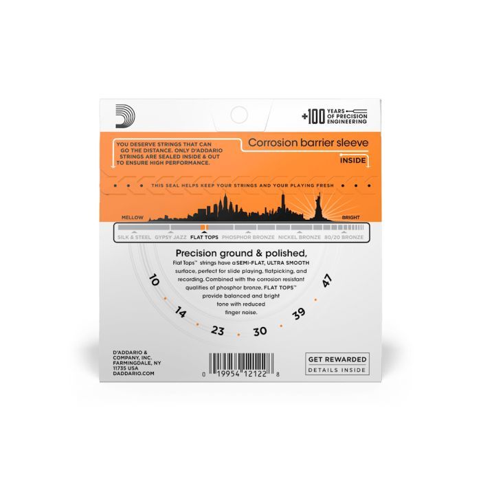 Струны для гитары D'Addario Flat Tops Phosphor Bronze Extra Light (10-47) (EFT15) изображение 3