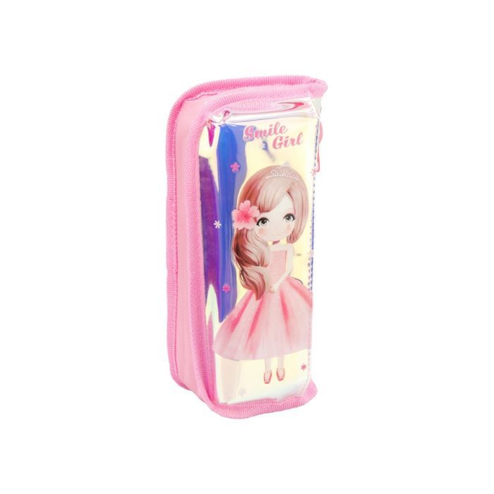 Пенал Cool For School Твердий з аплікацією 2 відділення Рожевий (7480-pink)