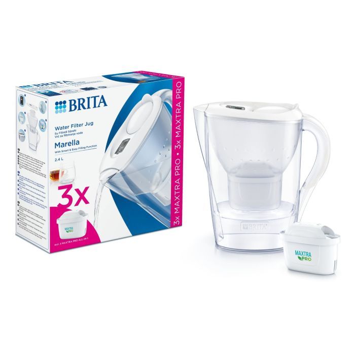 Фільтр-глечик Brita Marella Memo MXPro 2.4л (1.4л води) з фільтр-картриджем 3шт, білий (1052791) зображення 8