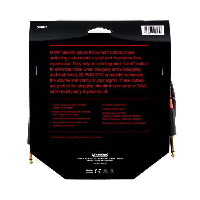 Інструментальний кабель MXR Stealth Series Instrument Cable 6m (DCIR20) зображення 2