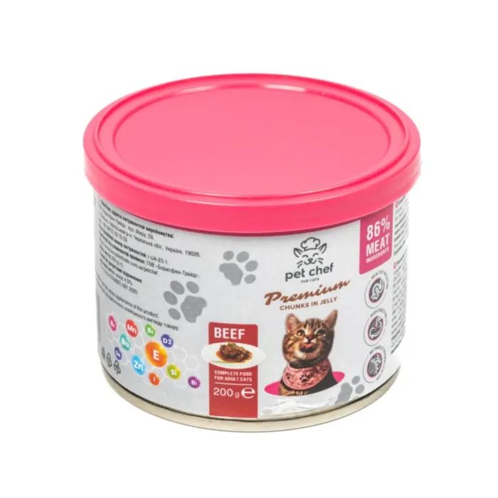 Вологий корм для кішок Pet Chef З яловичиною 415 г (4820255193588)