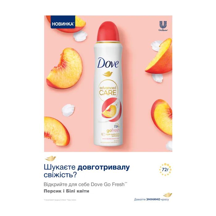 Антиперспирант Dove Персик и белые цветы 150 мл (8720181444524/8720181443572) изображение 7