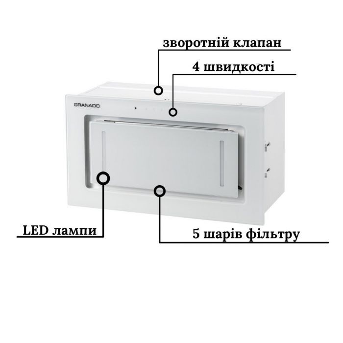 Витяжка кухонна GRANADO Palamos 1614-1200 black glass (GCH476411) зображення 3