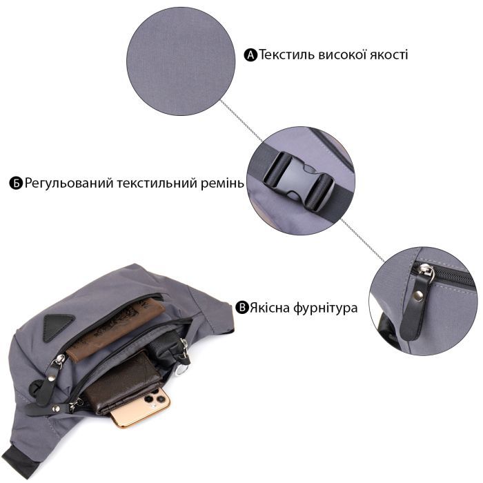 Сумка Vintage Бананка нейлон Зеленая (20636) изображение 4