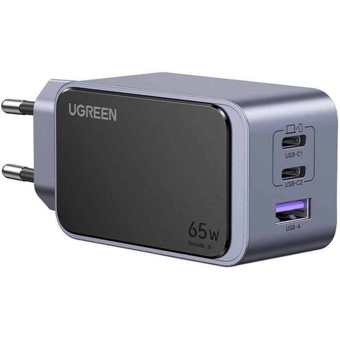 Зарядное устройство Ugreen 3xUSB 65W (2xUSB-C+USB-A) Gan Nexode Fast Charger Grey X553 (35042)