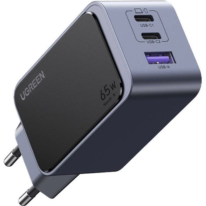 Зарядное устройство Ugreen 3xUSB 65W (2xUSB-C+USB-A) Gan Nexode Fast Charger Grey X553 (35042) изображение 2