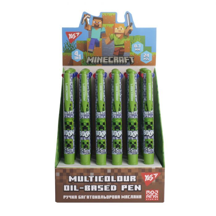 Ручка шариковая Yes Minecraft 0,7 мм 4 цвета (412266) изображение 4