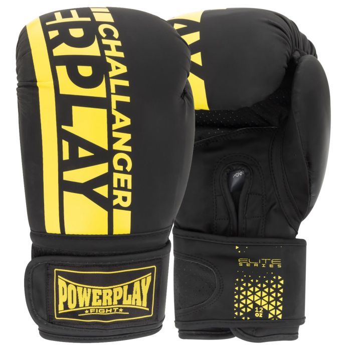 Боксерські рукавички PowerPlay 3086 Matt Challenger Чорно-Жовті 14 унцій (PP_3086_14oz_Bl/Yellow)