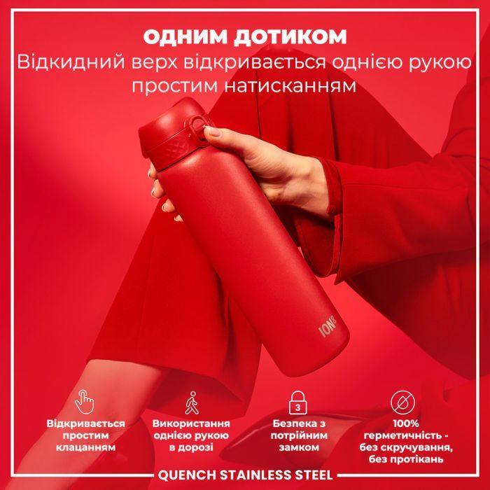 Пляшка для води ION8 OneTouch Stainless Steel 1200 мл Grey (I8SS1000GRY) зображення 2