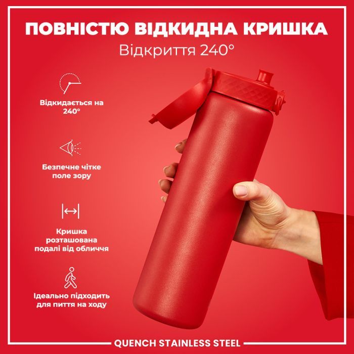 Пляшка для води ION8 OneTouch Stainless Steel 1200 мл Grey (I8SS1000GRY) зображення 3