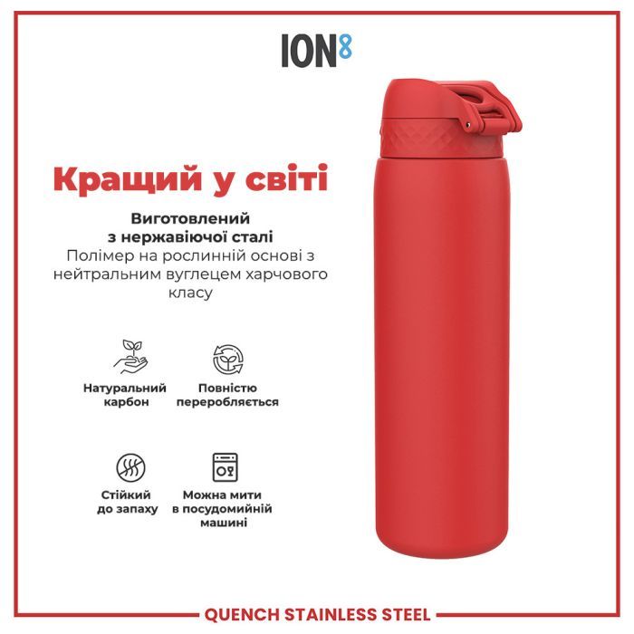 Пляшка для води ION8 OneTouch Stainless Steel 1200 мл Grey (I8SS1000GRY) зображення 6