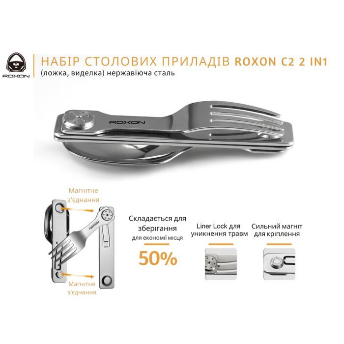Набор туристической посуды Roxon C2 2 in1 (ложка, виделка) (RoxC2) изображение 8