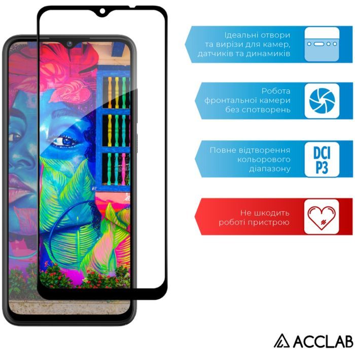 Скло захисне ACCLAB Full Glue ZTE Blade A53 Black (1283126583278) зображення 5