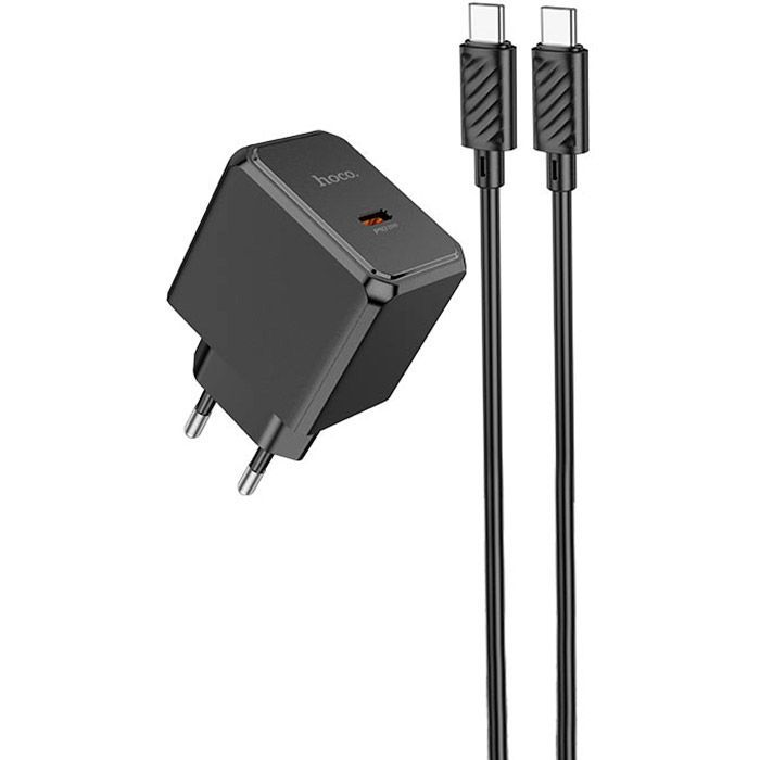 Зарядное устройство HOCO CS13A Ocean USB-C PD20W + cable USB-C to USB-C Black (6942007603843) изображение 2